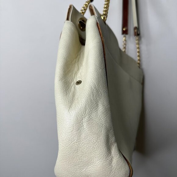 Vintage BALLY Large Ivory/Brown Leather Shoulder Bag - Picture 6 of 10